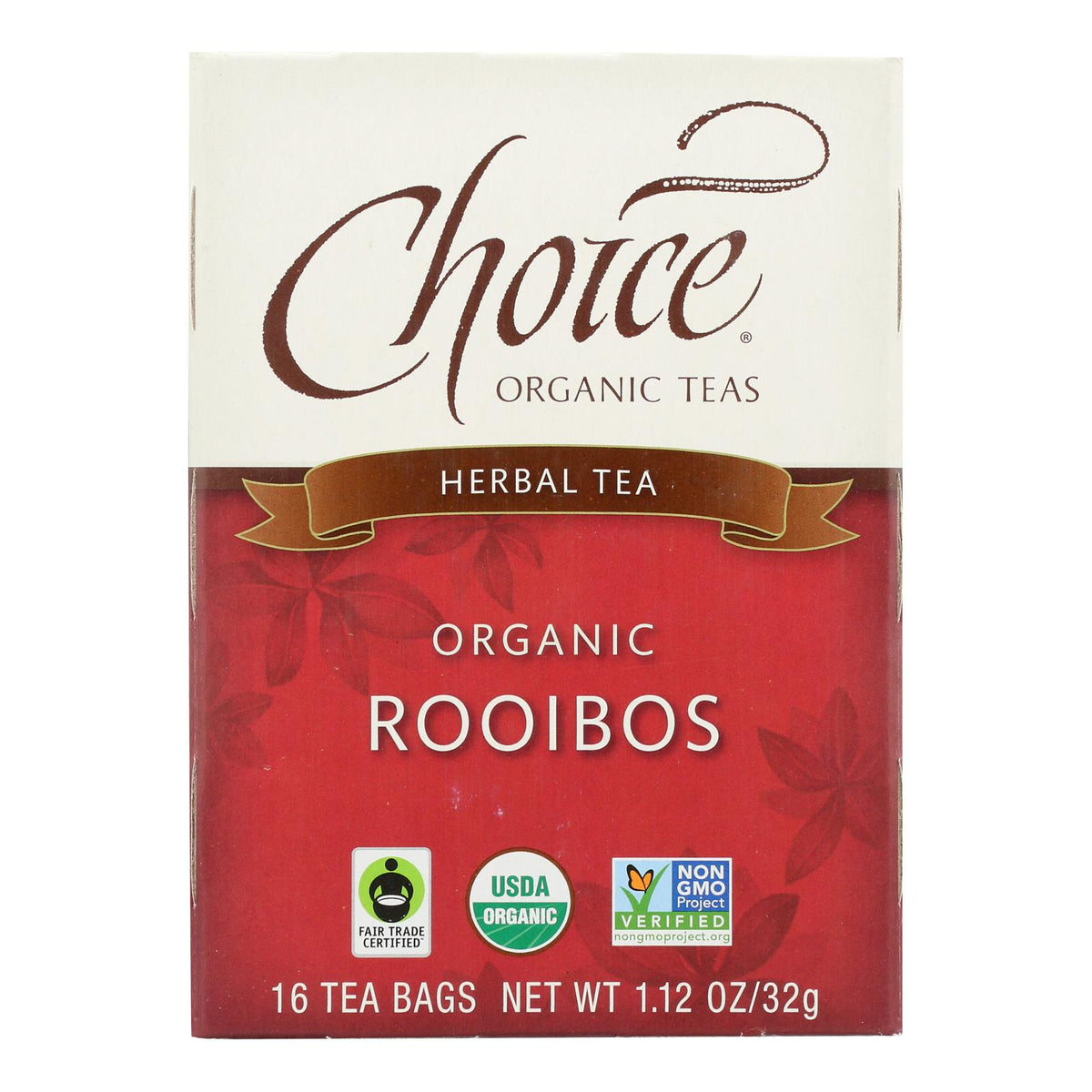 Choice Organic Teas Rooibos Red Bush Tea - 16 Tea Bags - Case Of 6.