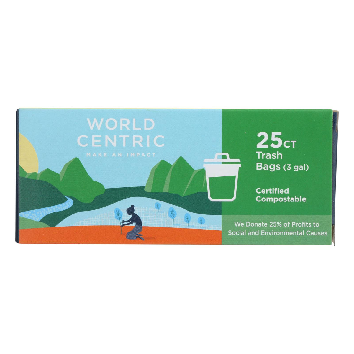 World Centric Compostable Waste Bag - Case Of 12 - 3 Gal