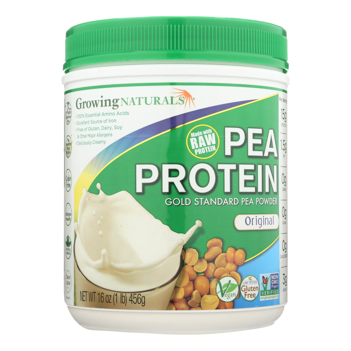 Growing Naturals Yellow Pea Protein - Original - 16 Oz