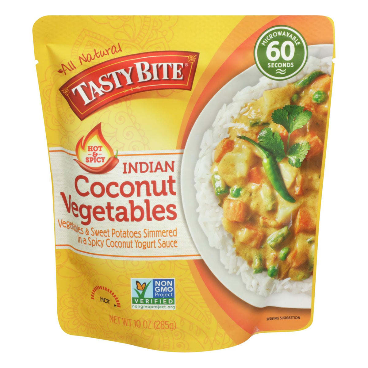 Tasty Bite Heat & Eat Indian Cuisine Entr?e - Hot & Spicy Coconut Vegetables - Case Of 6 - 10 Oz